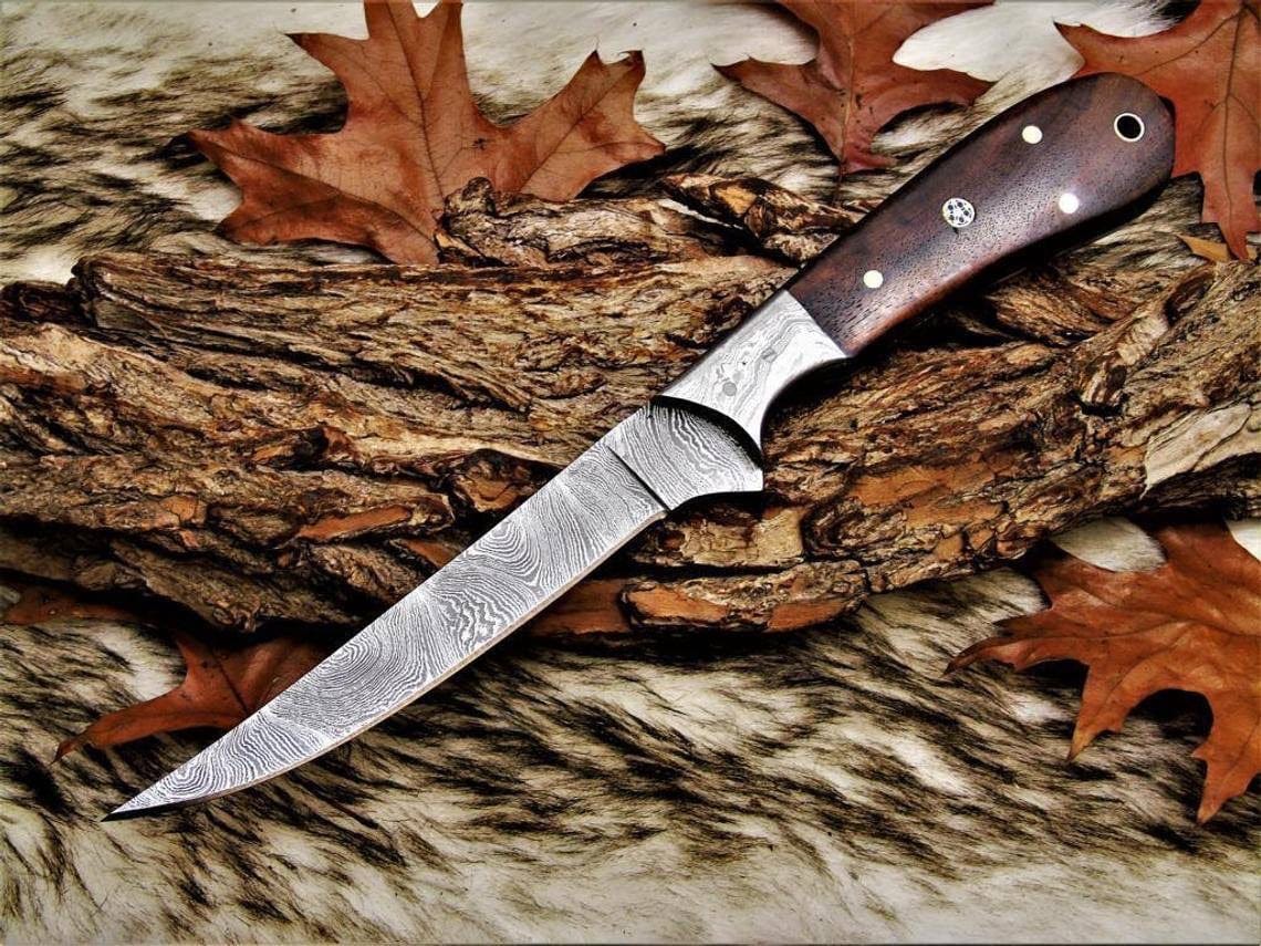 KBS Knives Store Fillet Knife Fillet Knife with Sheath – 8.75" Damascus Blade