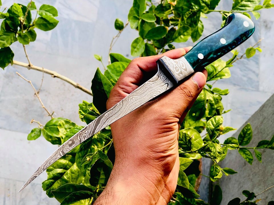 KBS Knives Store Fillet Knife Filleting Knife – 7" Damascus Steel Blade