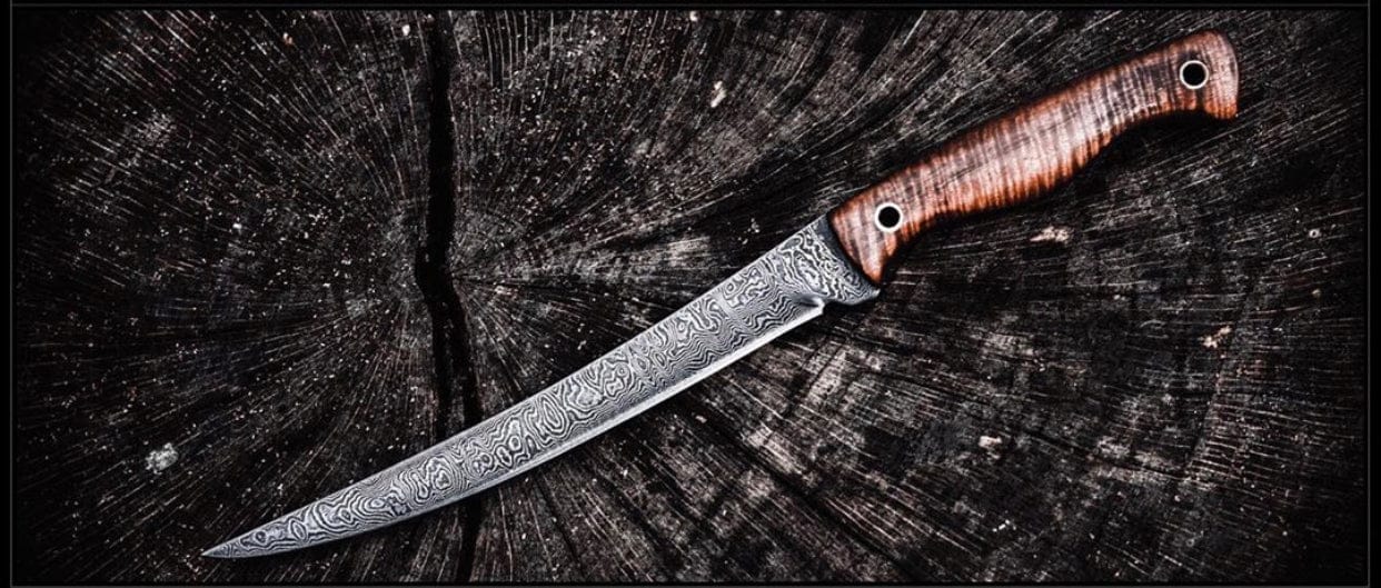 KBS Knives Store Fillet Knife Handmade Damascus Good Fillet Knife with Rosewood Handle