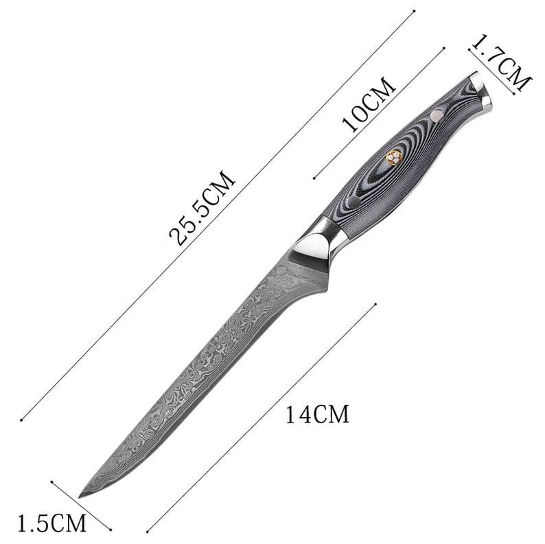 KBS Knives Store Fillet Knife Handmade Damascus Steel Fishing Fillet Knife with G10 Micarta Handle - 13 Inch Overall Length