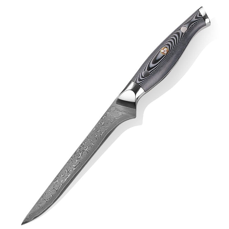 KBS Knives Store Fillet Knife Handmade Damascus Steel Fishing Fillet Knife with G10 Micarta Handle - 13 Inch Overall Length