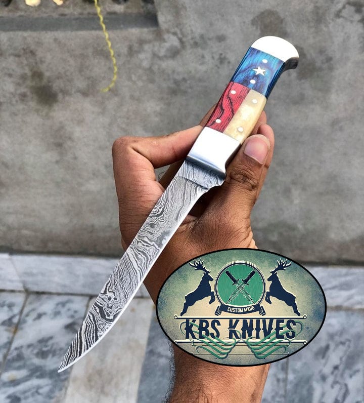 KBS Knives Store Fillet Knife Handmade Damascus Steel Texan Good Knife for Fishing
