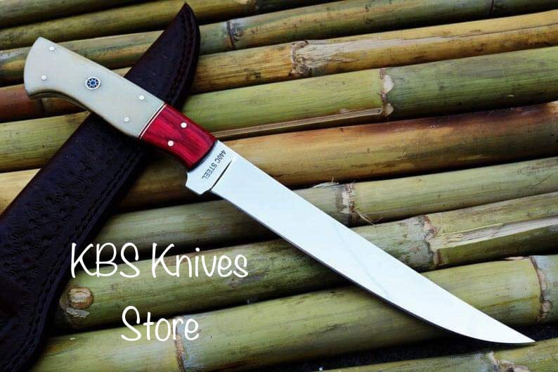 KBS Knives Store Fillet Knife High Carbon Steel Fillet Knife – 8" 440C Blade with Bone & Exotic Wood Handle
