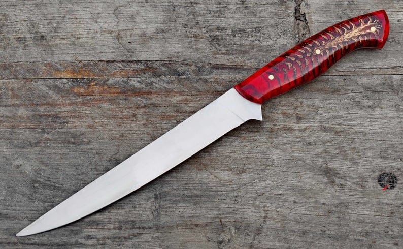 KBS Knives Store Fillet Knife Professional Fillet Knife – 13" with Red Epoxy Resin Handle