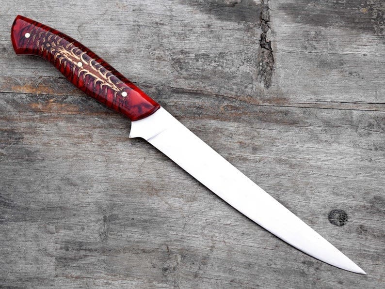 KBS Knives Store Fillet Knife Professional Fillet Knife – 13" with Red Epoxy Resin Handle