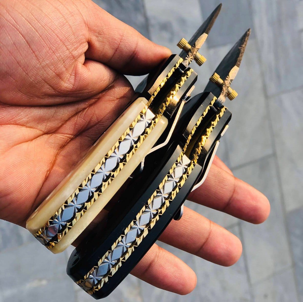 KBS Knives Store Folding Knife Custom Handmade Damascus Blade EDC Folding Pocket Knife With Pocket Clip