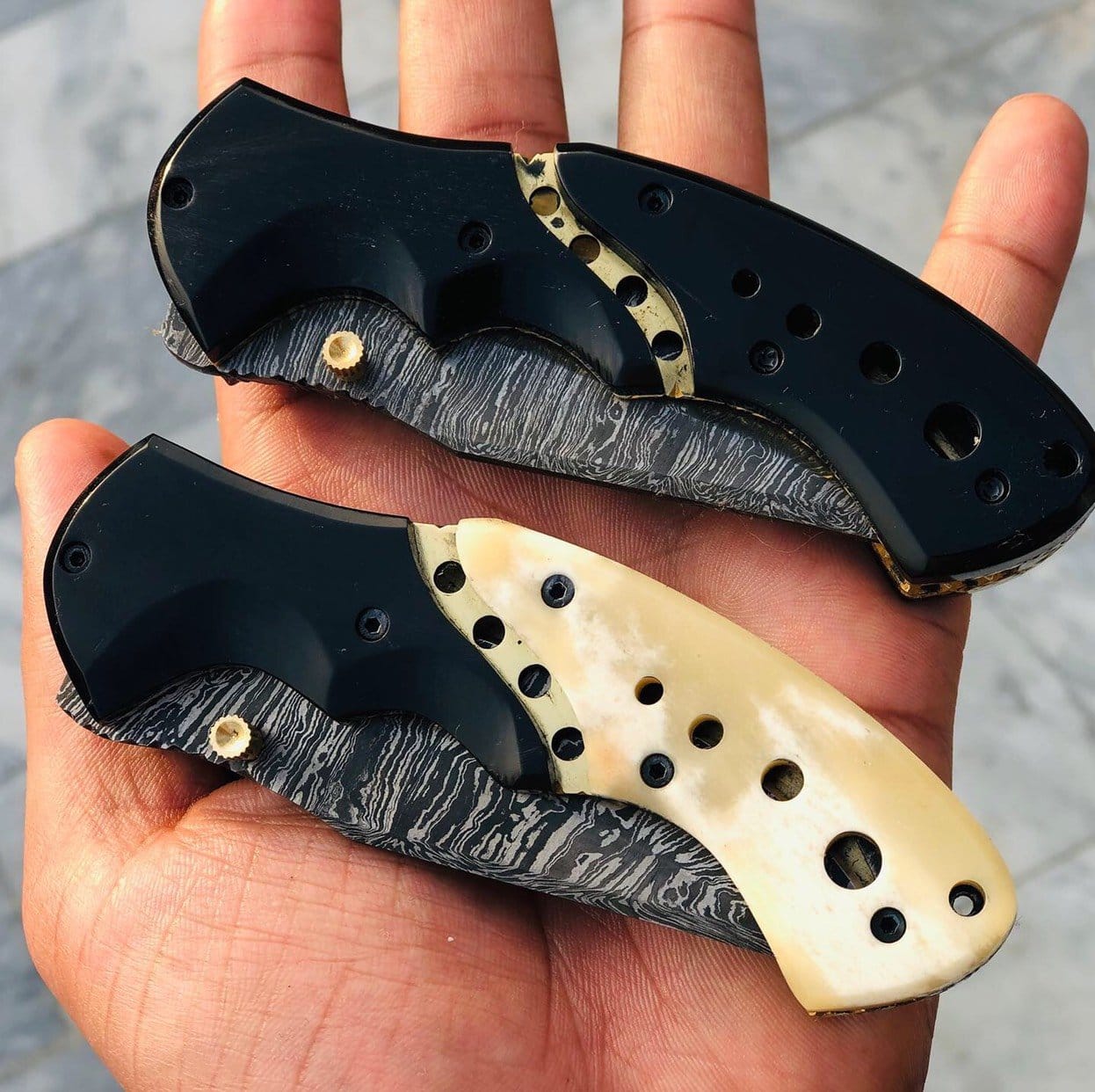 KBS Knives Store Folding Knife Custom Handmade Damascus Blade EDC Folding Pocket Knife With Pocket Clip