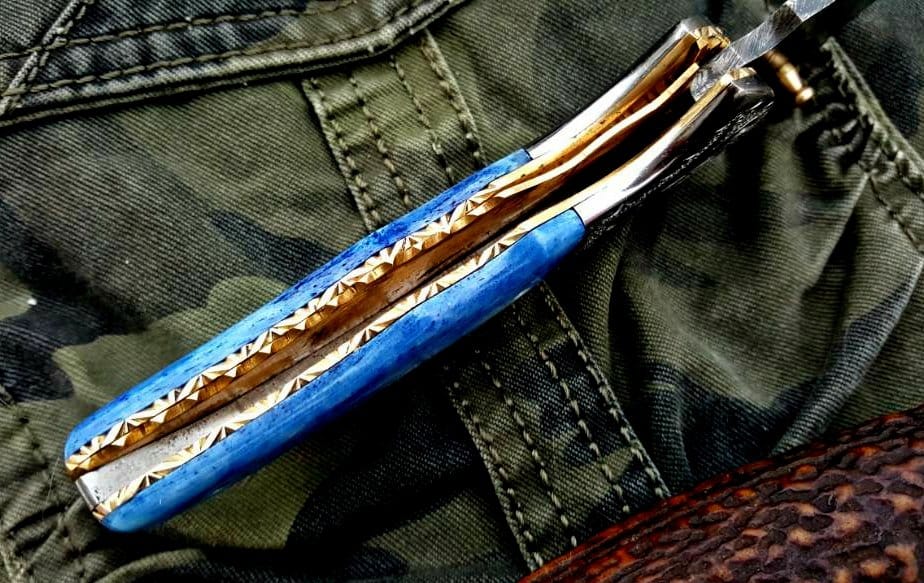 KBS Knives Store Folding Knife Custom Handmade Damascus Steel Folding Pocket Knife