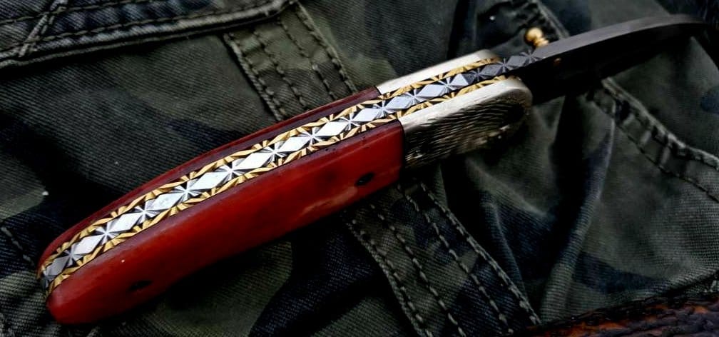 KBS Knives Store Folding Knife Custom Handmade Damascus Steel Folding Pocket Knife