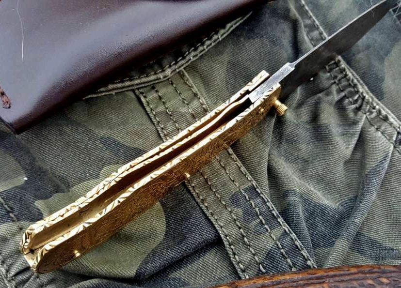 KBS Knives Store Folding Knife Custom Handmade Damascus Steel Folding Pocket Knife