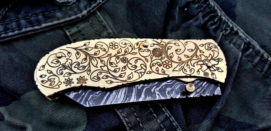 KBS Knives Store Folding Knife Custom Handmade Damascus Steel Folding Pocket Knife