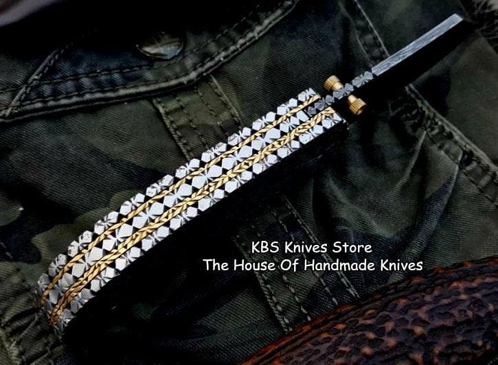 KBS Knives Store Folding Knife Custom Handmade Damascus Steel Folding Pocket Knife