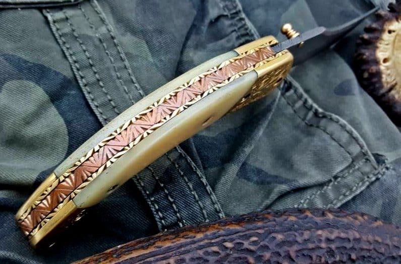 KBS Knives Store Folding Knife Custom Handmade Damascus Steel Folding Pocket Knife