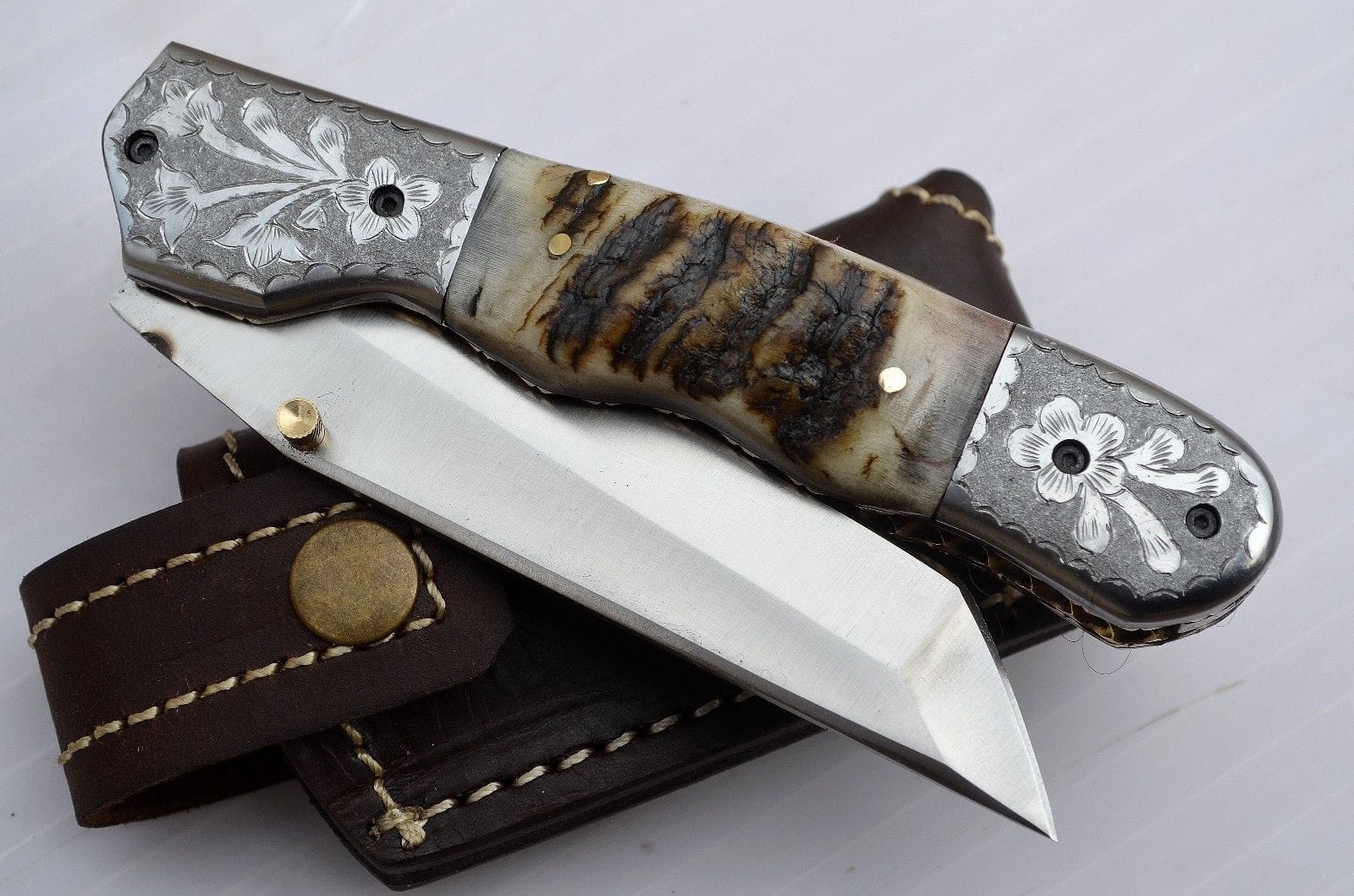 KBS Knives Store Folding Knife Everyday Carry Custom Handcrafted D2 Steel Tanto Blade Folding Pocket Knife
