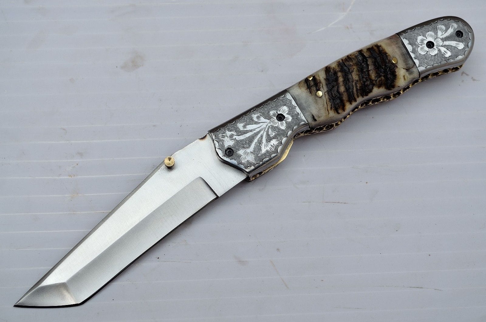 KBS Knives Store Folding Knife Everyday Carry Custom Handcrafted D2 Steel Tanto Blade Folding Pocket Knife