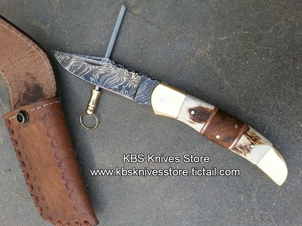 KBS Knives Store Folding Knife Everyday Carry Custom Handcrafted Damascus Steel Double Blade Folding Pocket Knife – The Dual Edge