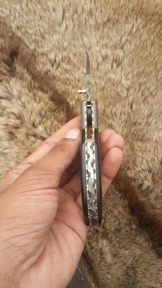 KBS Knives Store Folding Knife Everyday Carry Custom Handcrafted Damascus Steel Folding Pocket Knife with Buffalo Horn & Damascus Bolster Handle – The Legacy