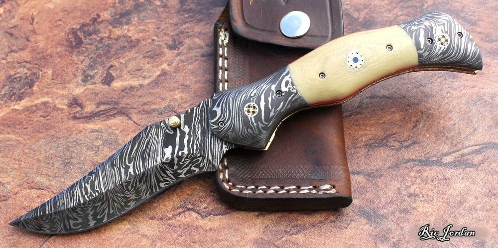 KBS Knives Store Folding Knife Everyday Carry Custom Handcrafted Damascus Steel Folding Pocket Knife with G10 & Damascus Bolster Handle – The Vanguard