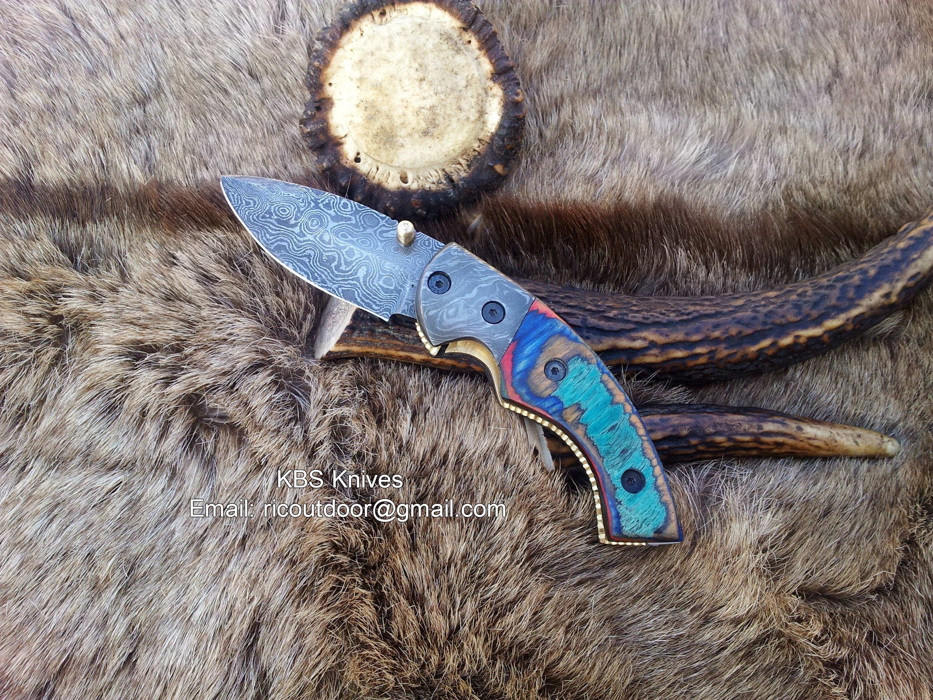 KBS Knives Store Folding Knife Everyday Carry Damascus Steel Folding Pocket Knife with Multi-Color Wood Handle – The SpectrumEdge