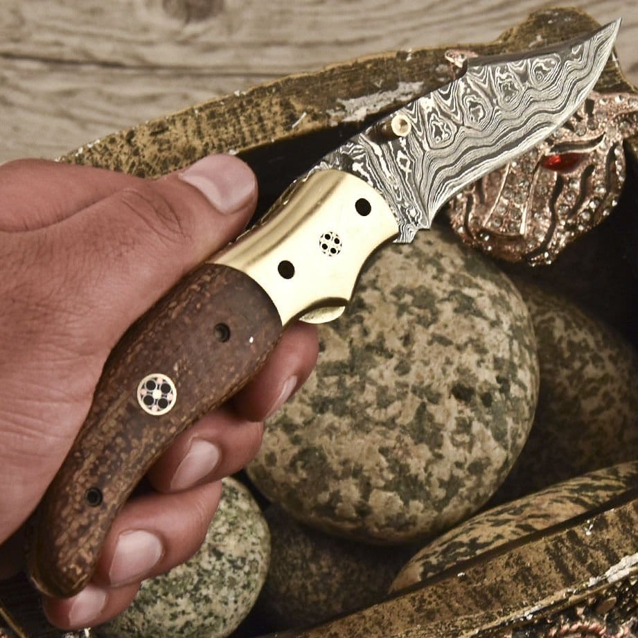 KBS Knives Store Folding Knife Everyday Carry Titan Edge Custom Damascus Folding Knife