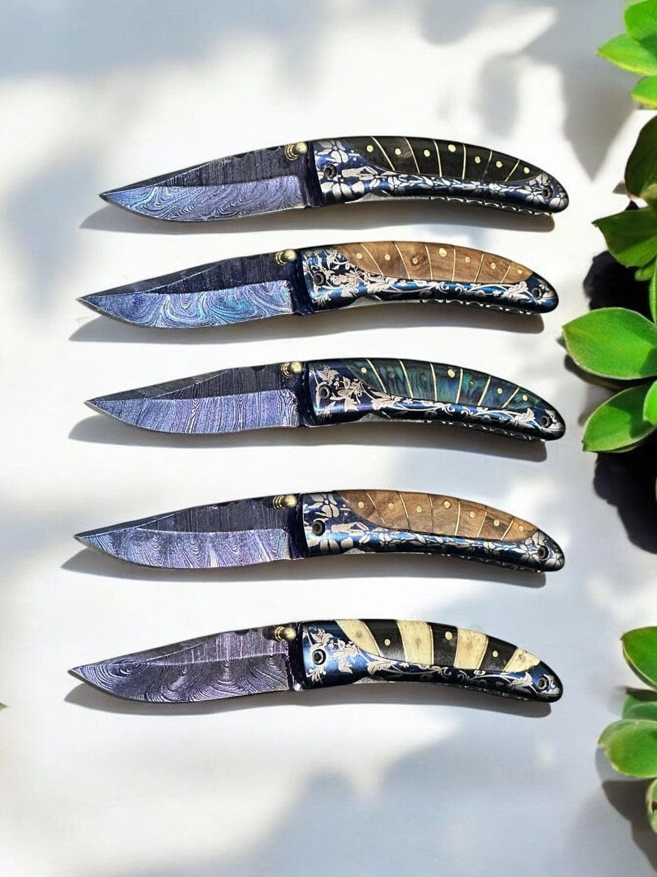 KBS Knives Store Folding Knife Handmade Artistry: 30% Off on Patina Damascus Folding Knife – Limited Stock!