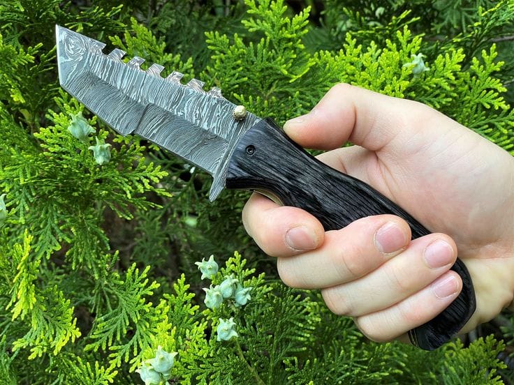 KBS Knives Store Folding Knife One Knife Tactical Urban Guardian Folding Pocket Knife – 8" Handmade Damascus Steel Blade, Pakka Wood Handle