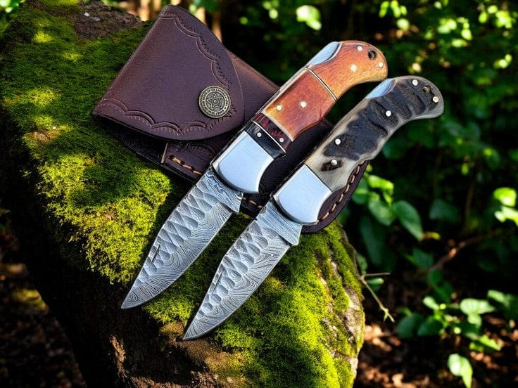 KBS Knives Store Folding Knife The Nomad's Clasp - Handmade Folding Pocket Knife – 3" Damascus Steel & Bone/Horn