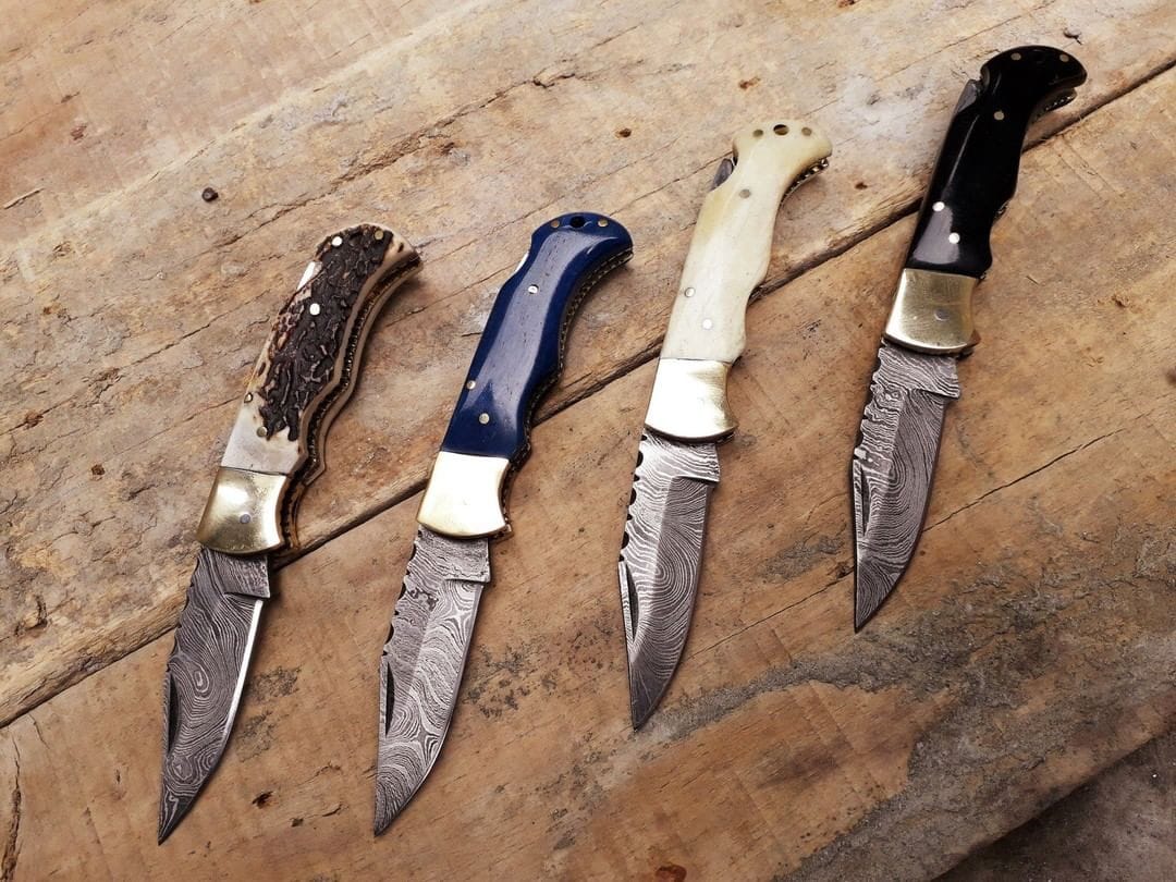KBS Knives Store Folding Knives 4 Damascus Steel Folding Pocket Knives