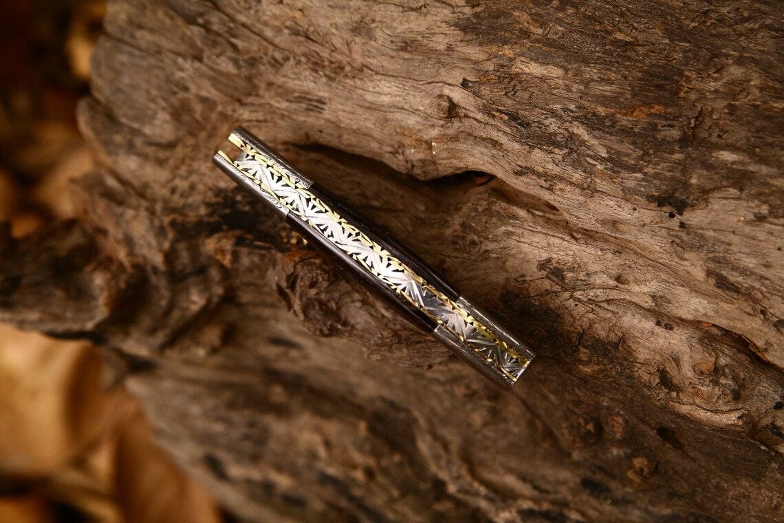 KBS Knives Store Folding Knives Custom Handmade Damascus Steel Tanto Blade EDC Folding Pocket Knife | 3-Inch Blade, Wenge Wood Handle, Leather Case | Groomsman Gift