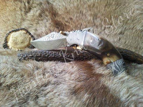 KBS Knives Store Folding Knives Everyday Carry Damascus Steel Folding Pocket Knife with Sheep Horn Handle – The Ram’s Edge