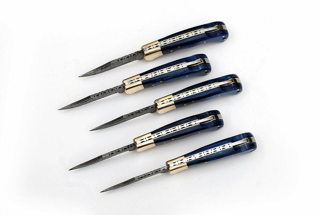 KBS Knives Store Folding Knives LOT OF 5 HANDMADE DAMASCUS STEEL FOLDING KNIVES