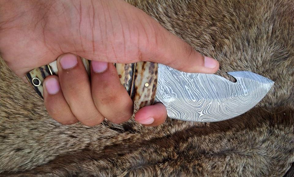 KBS Knives Store Gut Hook Knife Handmade Damascus Gut Hook Knife
