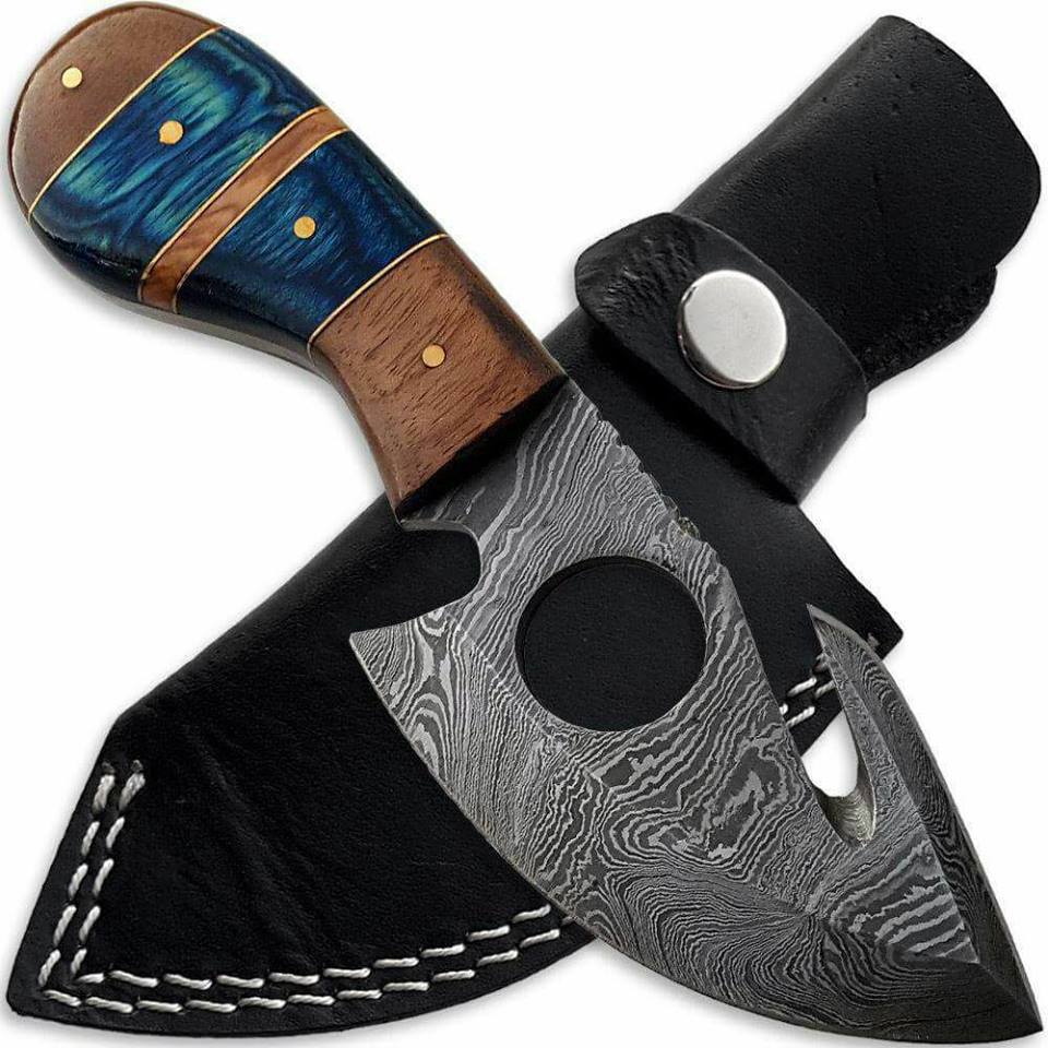 KBS Knives Store Guthook Knives Custom Handmade Damascus Steel Guthook Skinner Knife