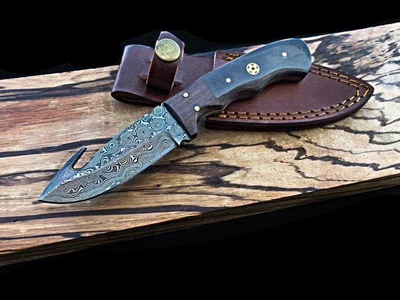 KBS Knives Store Guthook Knives DAMASCUS GUTHOOK HUNTING KNIFE