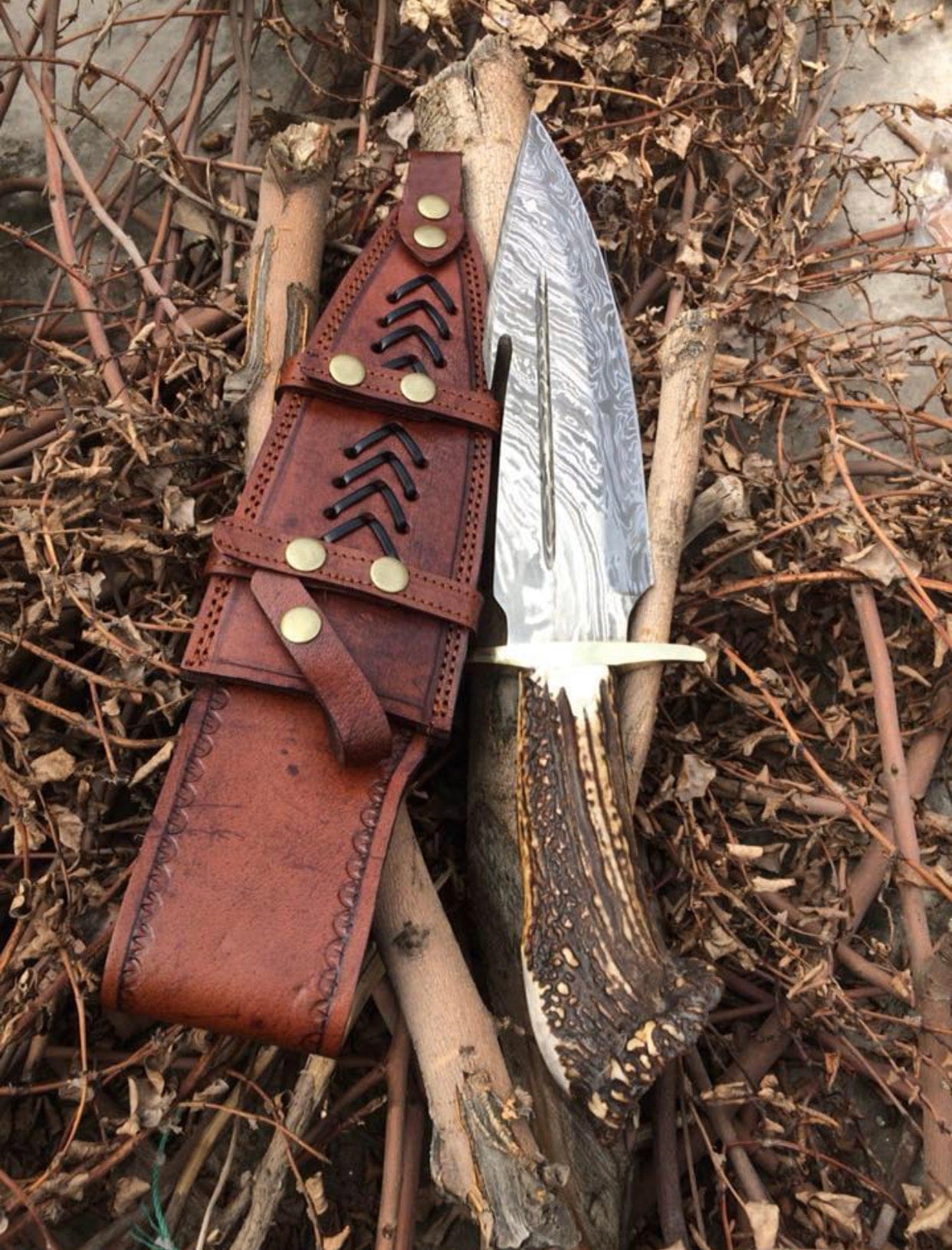 KBS Knives Store Guthook Knives Damascus Guthook Hunting Knife