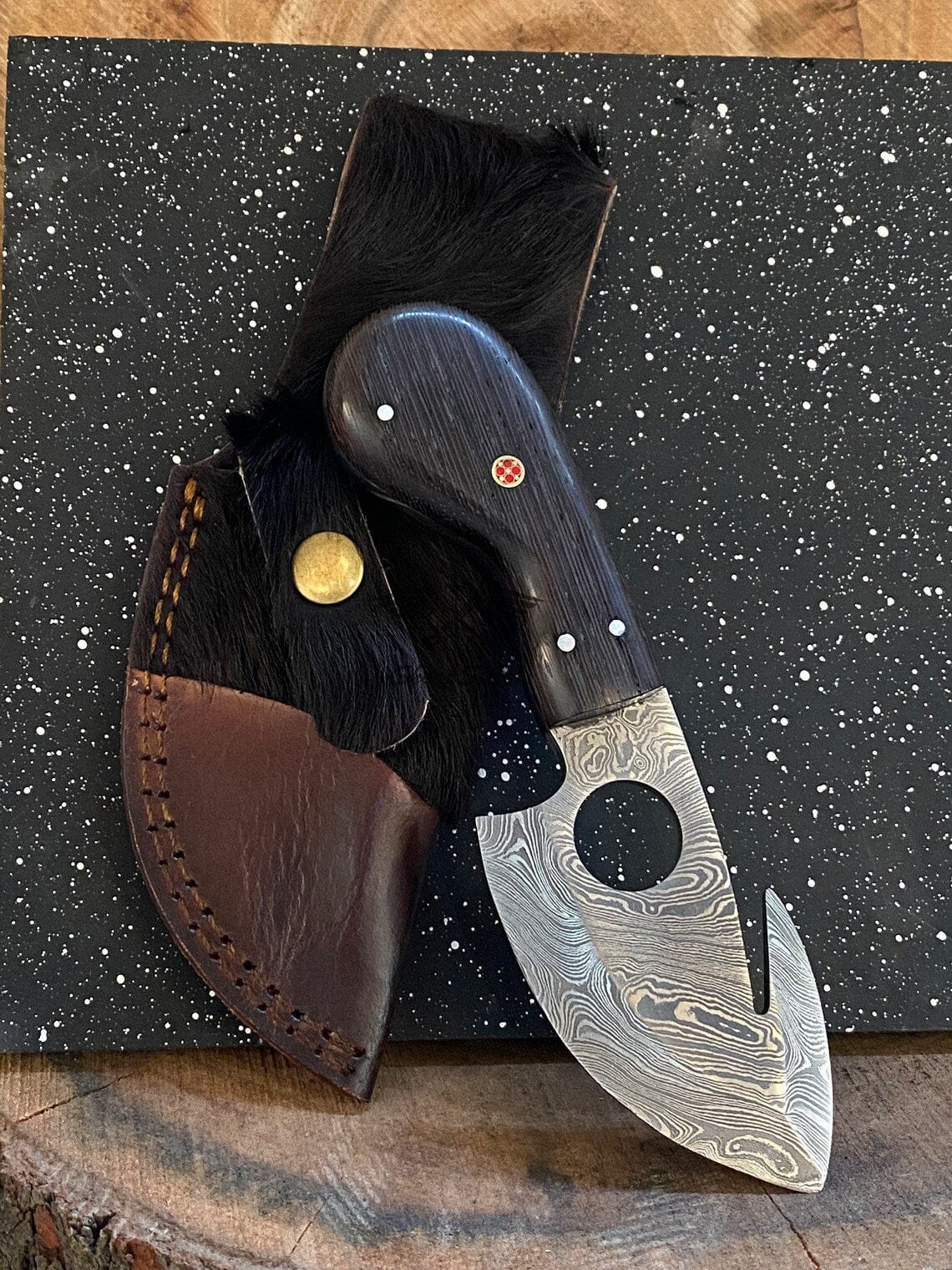 KBS Knives Store Guthook Knives Damascus Guthook Knife