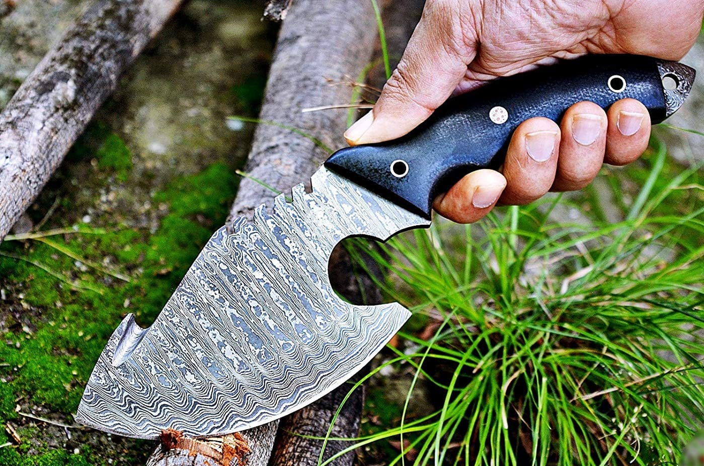 KBS Knives Store Guthook Knives Damascus Steel Gut Hook Skinning Knife