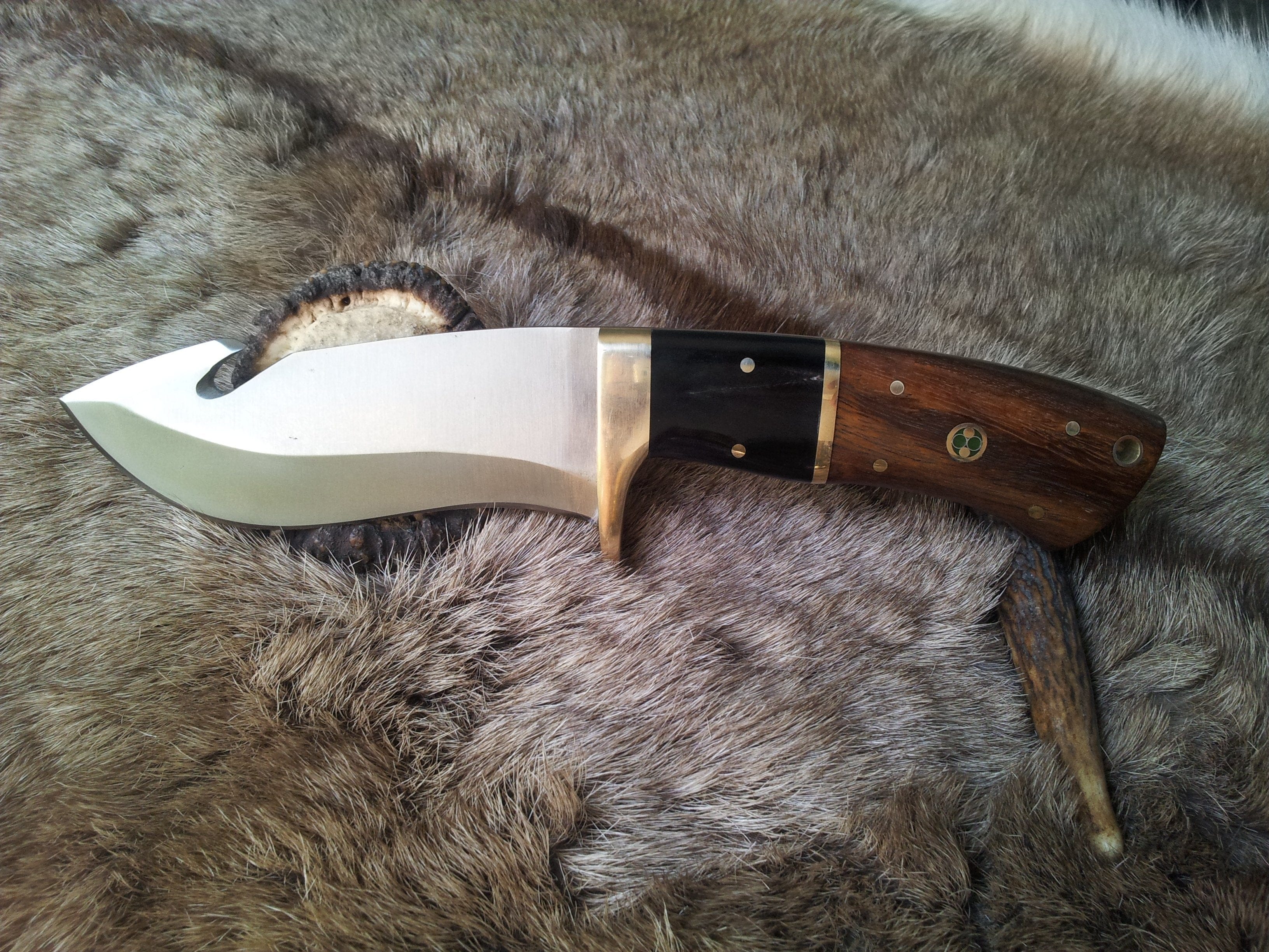 KBS Knives Store Guthook Knives Fixed Blade Guthook Knife - 1095 High Carbon Steel & Rosewood/Buffalo Horn Handle