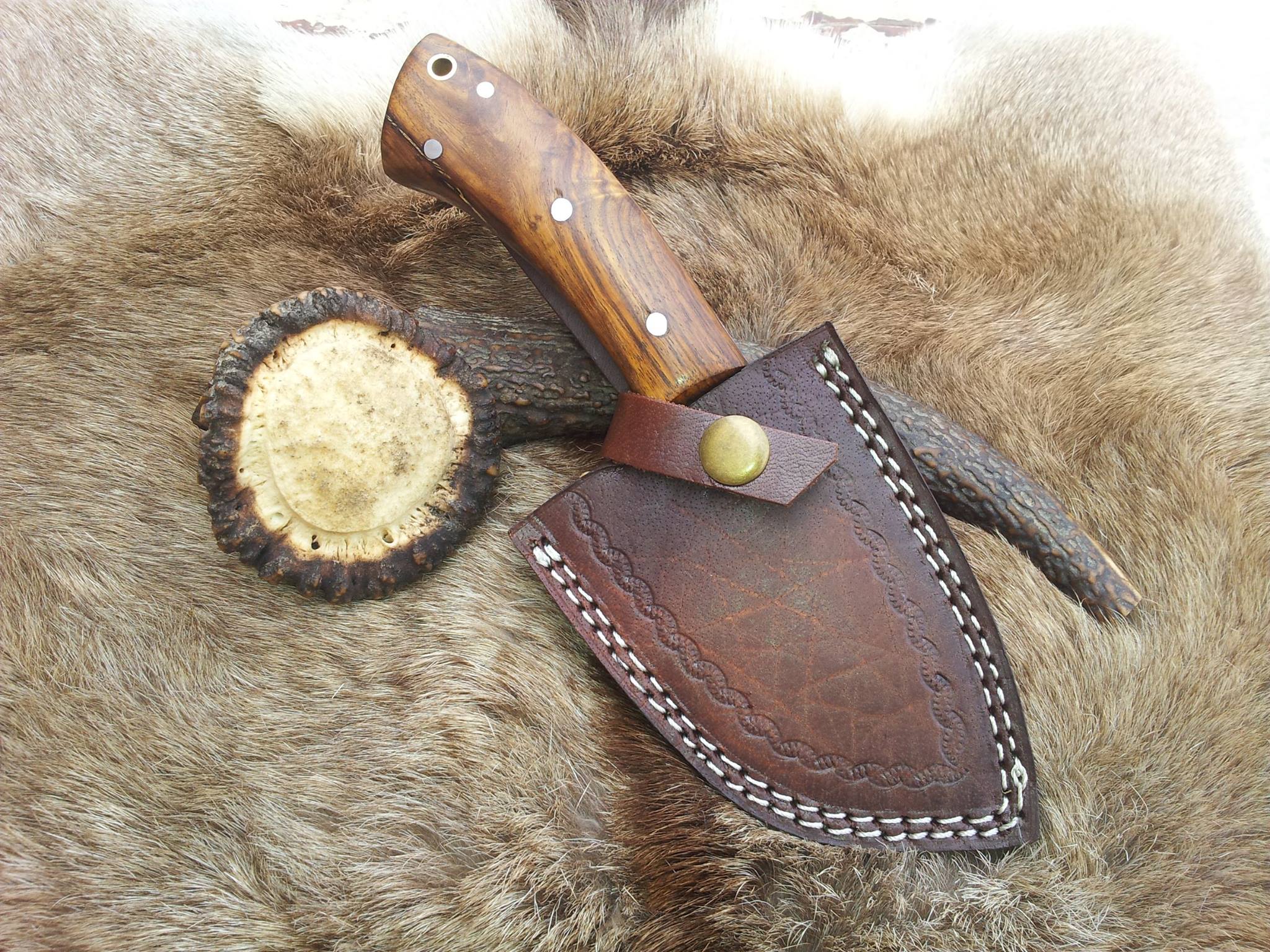 KBS Knives Store Guthook Knives Frontier Edge Guthook Knife with Custom Handmade Damascus Steel Blade