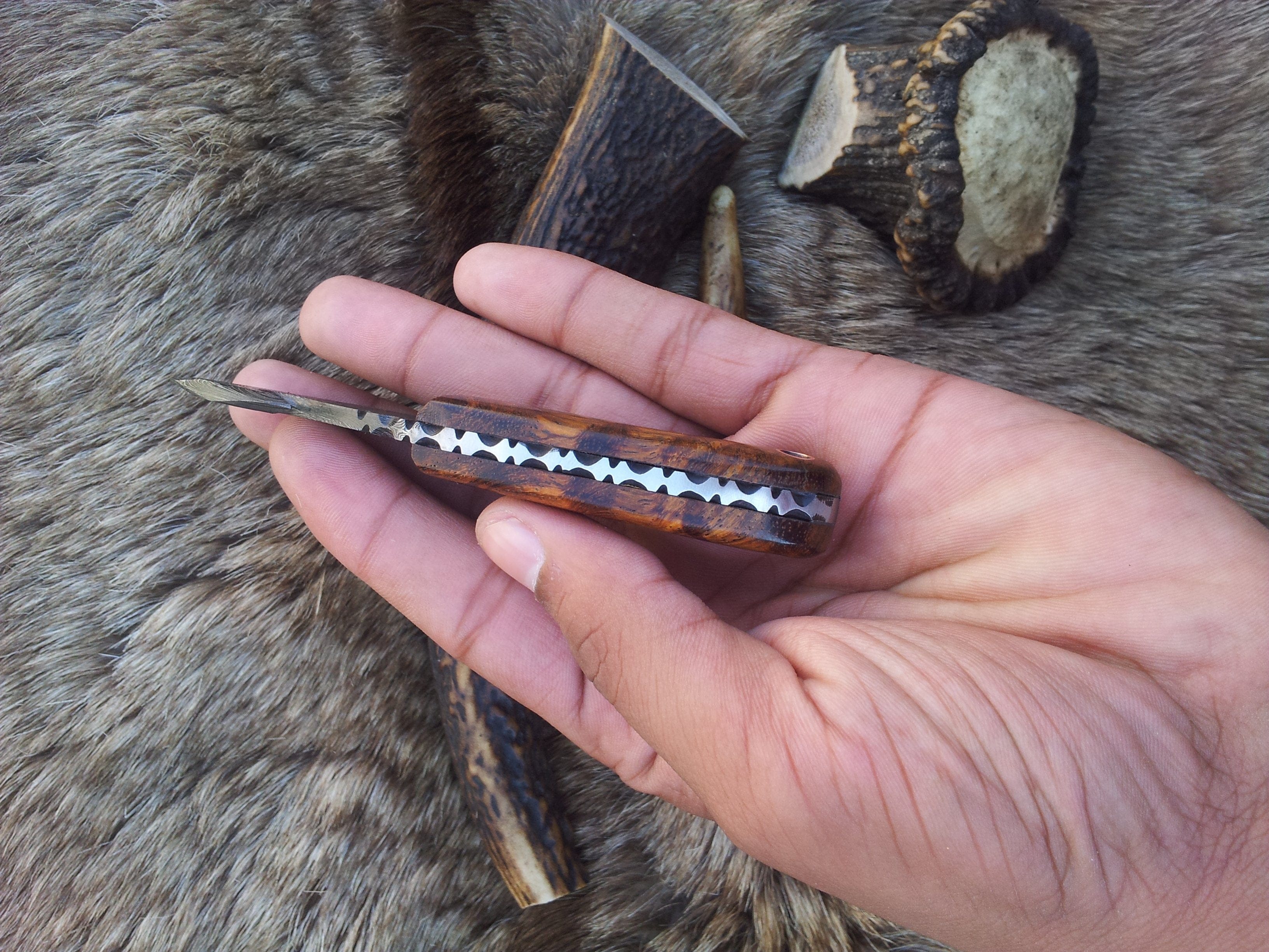 KBS Knives Store Guthook Knives Mini Guthook Knife - Custom Damascus Steel Blade & Rosewood Handle