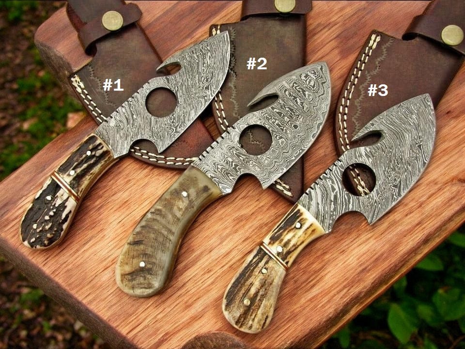 KBS Knives Store Guthook Knives Timberstalker – Handmade Damascus Gutting Skinning Knife