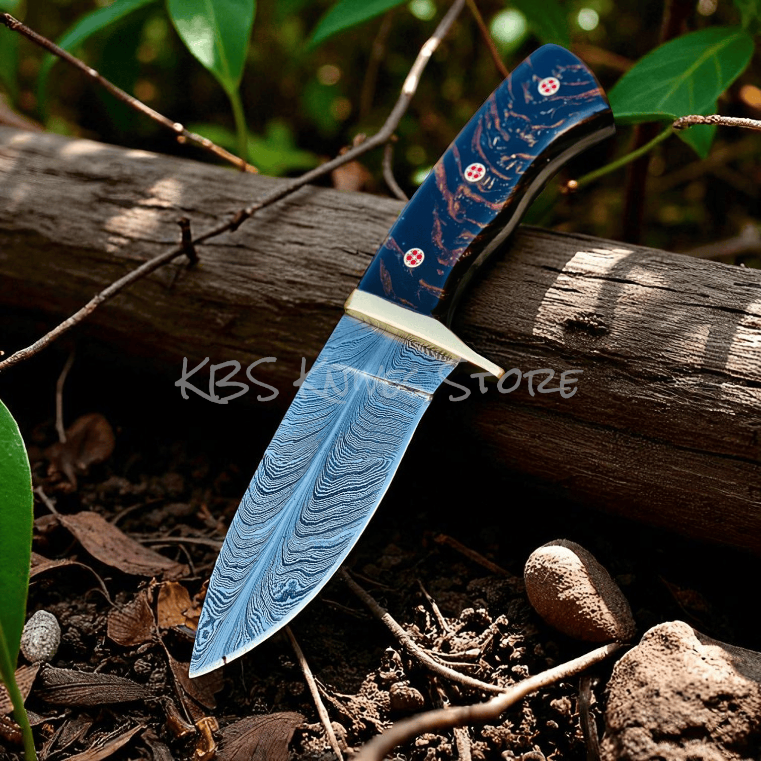 KBS Knives Store Hunting Knife Best Damascus Hunting Knife for Outdoor – Pine Cone Handle