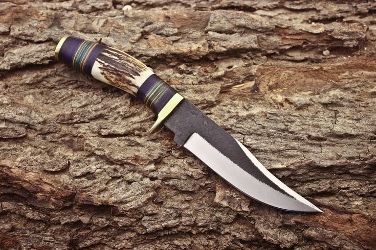 KBS Knives Store Hunting Knife Custom Handmade 1095 Forged Steel Hunting Knife with Antler Horn & Exotic Wood Handle – 11" | KBS Knives