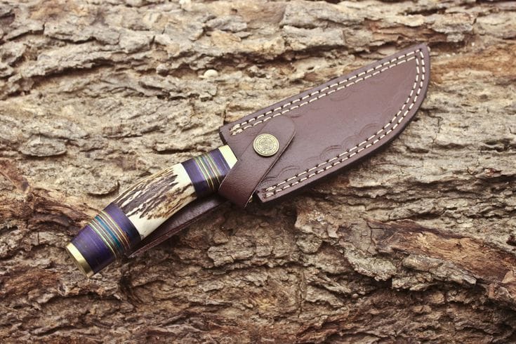 KBS Knives Store Hunting Knife Custom Handmade 1095 Forged Steel Hunting Knife with Antler Horn & Exotic Wood Handle – 11" | KBS Knives
