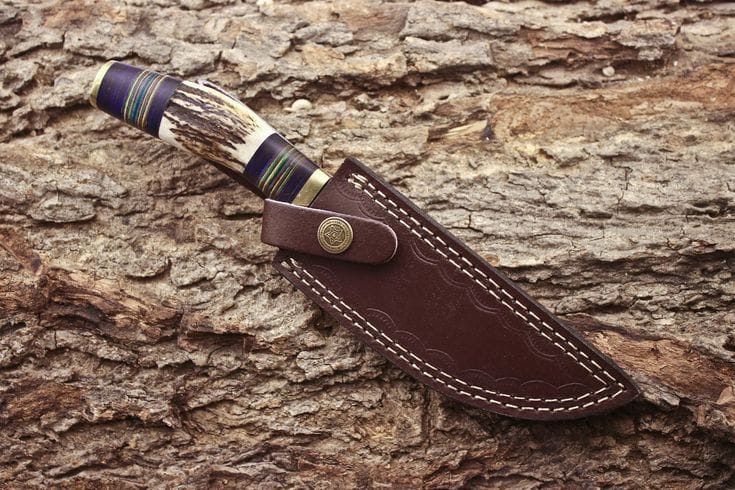 KBS Knives Store Hunting Knife Custom Handmade 1095 Forged Steel Hunting Knife with Antler Horn & Exotic Wood Handle – 11" | KBS Knives