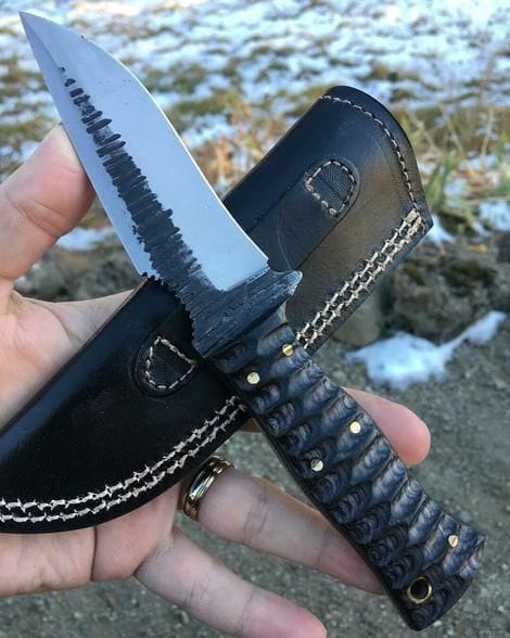 KBS Knives Store Hunting Knife Custom Handmade 1095 Forged Steel Hunting Knife with Exotic Wood Handle – 8.25" | KBS Knives