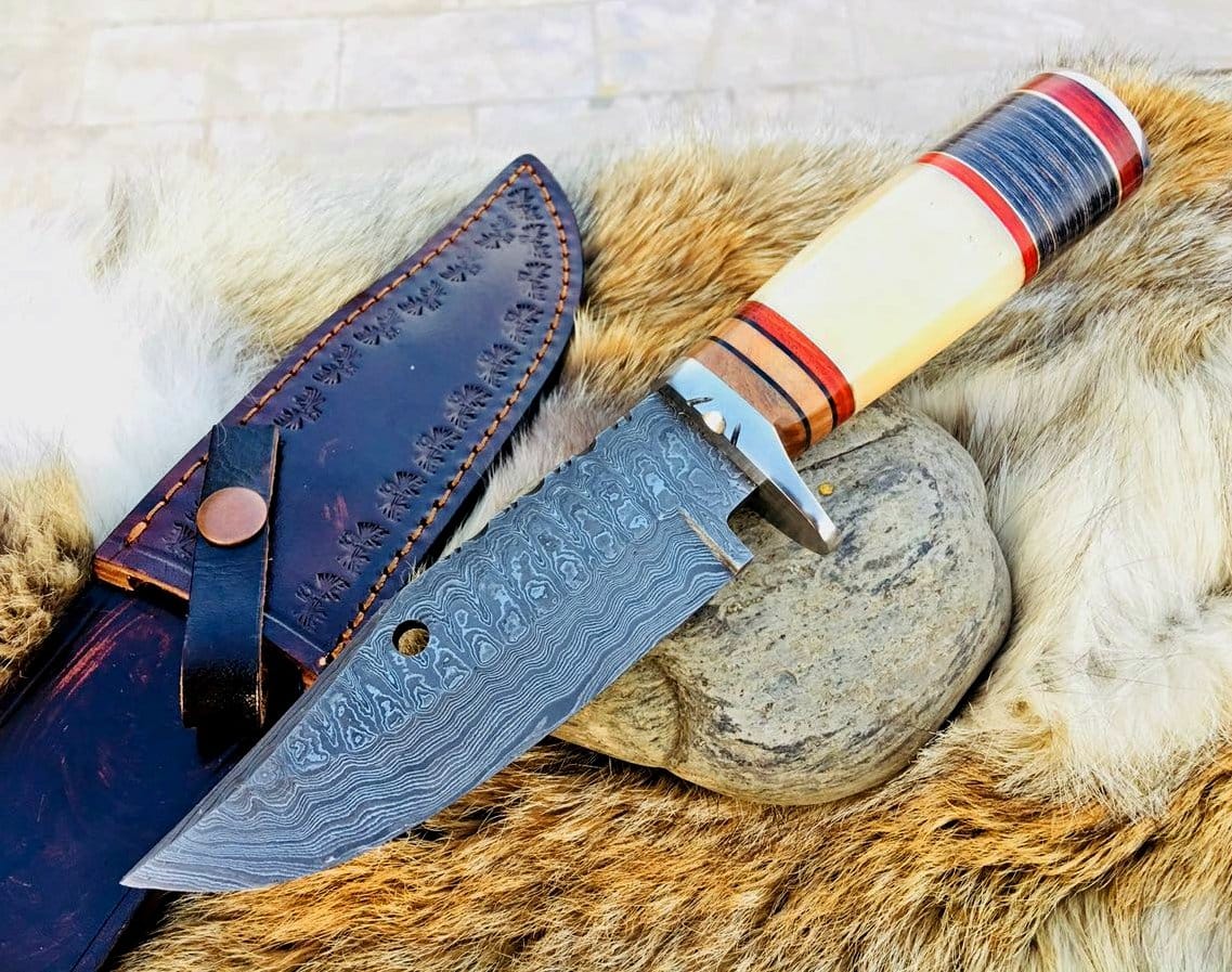 KBS Knives Store Hunting Knife Custom Handmade Big Hunting Knife with Damascus Steel Blade