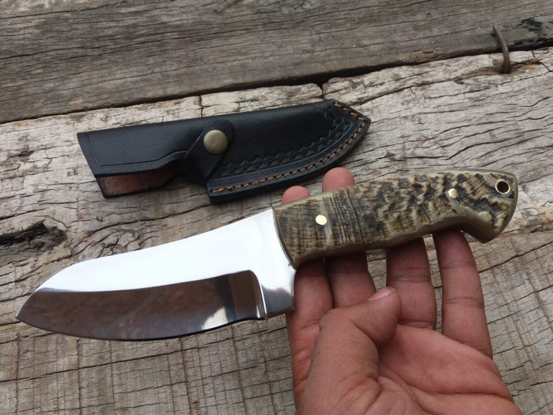 KBS Knives Store Hunting Knife Custom Handmade D2 Steel Hunting Knife with Mountain Sheep Horn Handle – 8.5" | KBS Knives