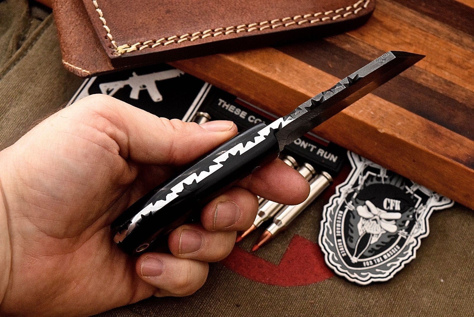 KBS Knives Store Hunting Knife Custom Handmade Damascus Buffalo Horn Sheepsfoot Razor Hunting EDC Knife