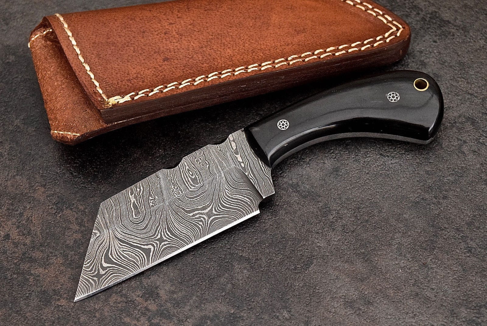 KBS Knives Store Hunting Knife Custom Handmade Damascus Buffalo Horn Sheepsfoot Razor Hunting EDC Knife